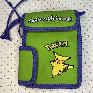 VTG Pokemon Nintendo Game Pikachu Green Travel Carry Case W/shoulder Strap